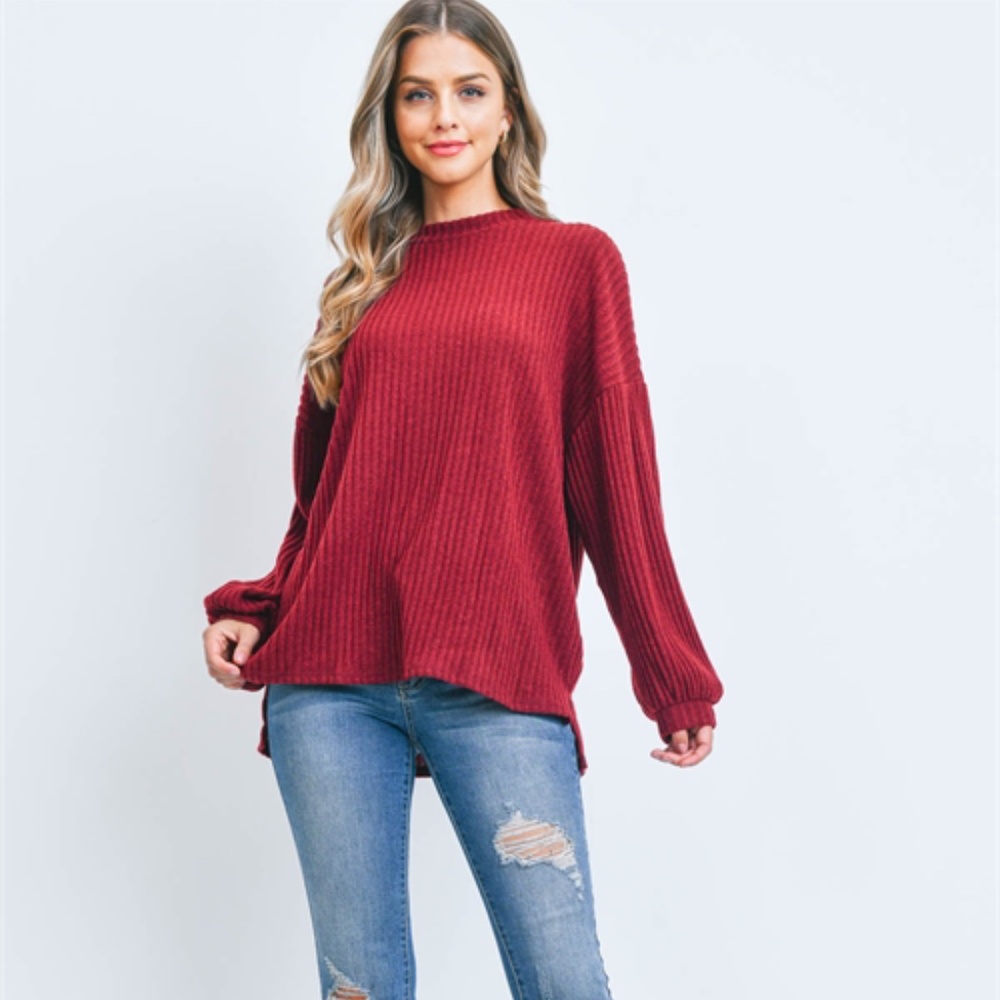 Burgundy sweater ribbed top - Picture 7 of 7